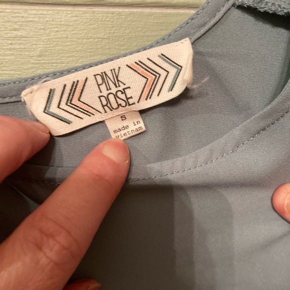 Pink Rose sage green chiffon size small - Picture 2 of 5